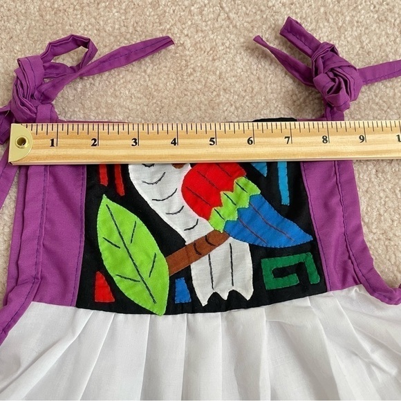 Mola Dress Parrot Design Handmade by Kuna from Panama Toddler Girl 24-36 Months - Picture 5 of 11
